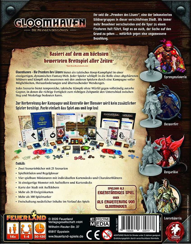 Gloomhaven - Die Pranken des Löwen 1-4 Spieler, Spieldauer ca. 90 Minuten Rueckseite