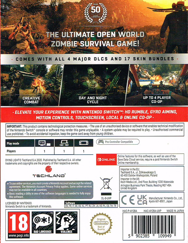 Dying Light Platinum Edition + 25 Boni (PEGI) Rueckseite
